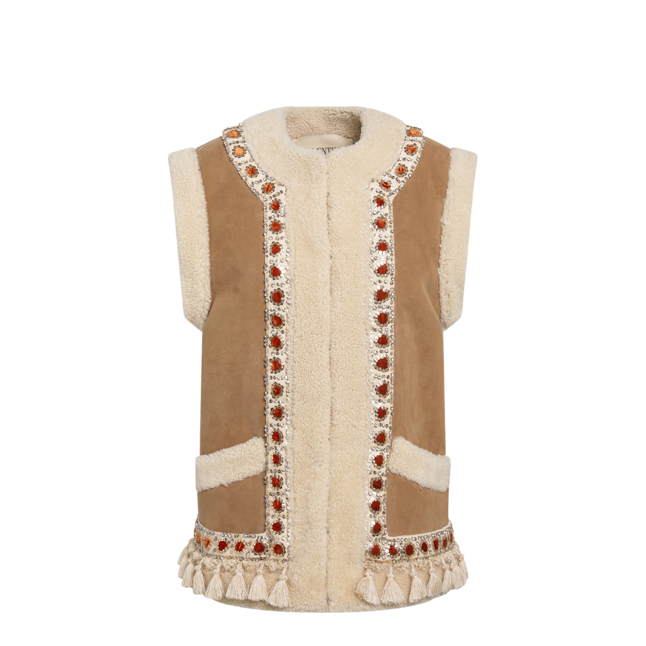 Camel Shearling and Suede Vest - Image 1