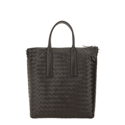 Intrecciato Leather Tote Bags - Fondant/Brown - Image 4