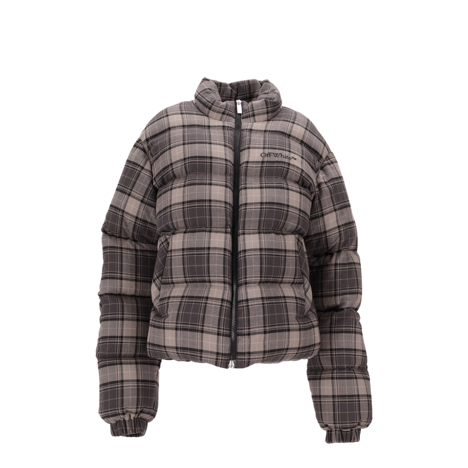 Spray Arr Check Flan Down Jacket Dark Grey - Image 1