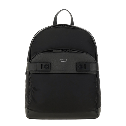 Backpack with Buckles Hooks Black - Image 1