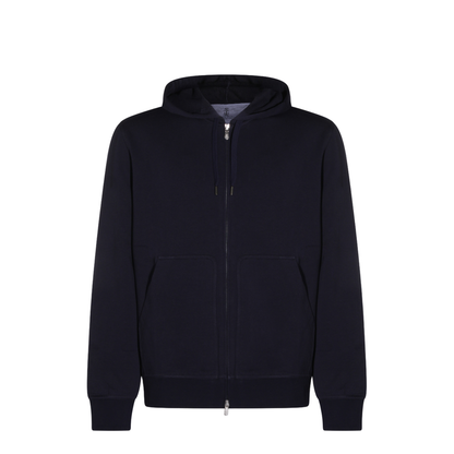 Zipped Cotton Fleece Sweater Blue - Image 2