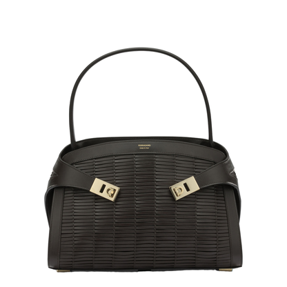 Hug Soft Medium Calfskin Shoulder Bag - Dark Brown - Image 1