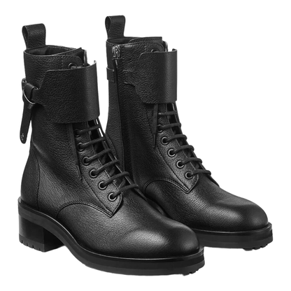 Leather Lace-Up Combat Boots - Image 2