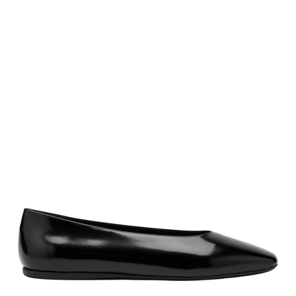 Black Brushed Leather Ballet Flats - Image 1