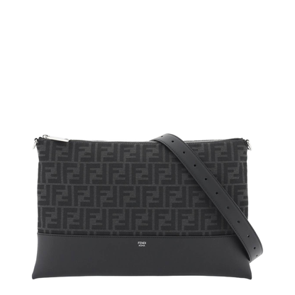 FF Jacquard
Black Leather Crossbody Bag - Image 1