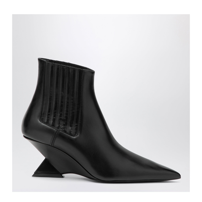 Cheope Wedge-Hell Ankle Boots in Black Calfskin - Image 1