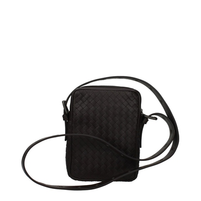 Intrecciato Leather Shoulder Bags - Black - Image 3