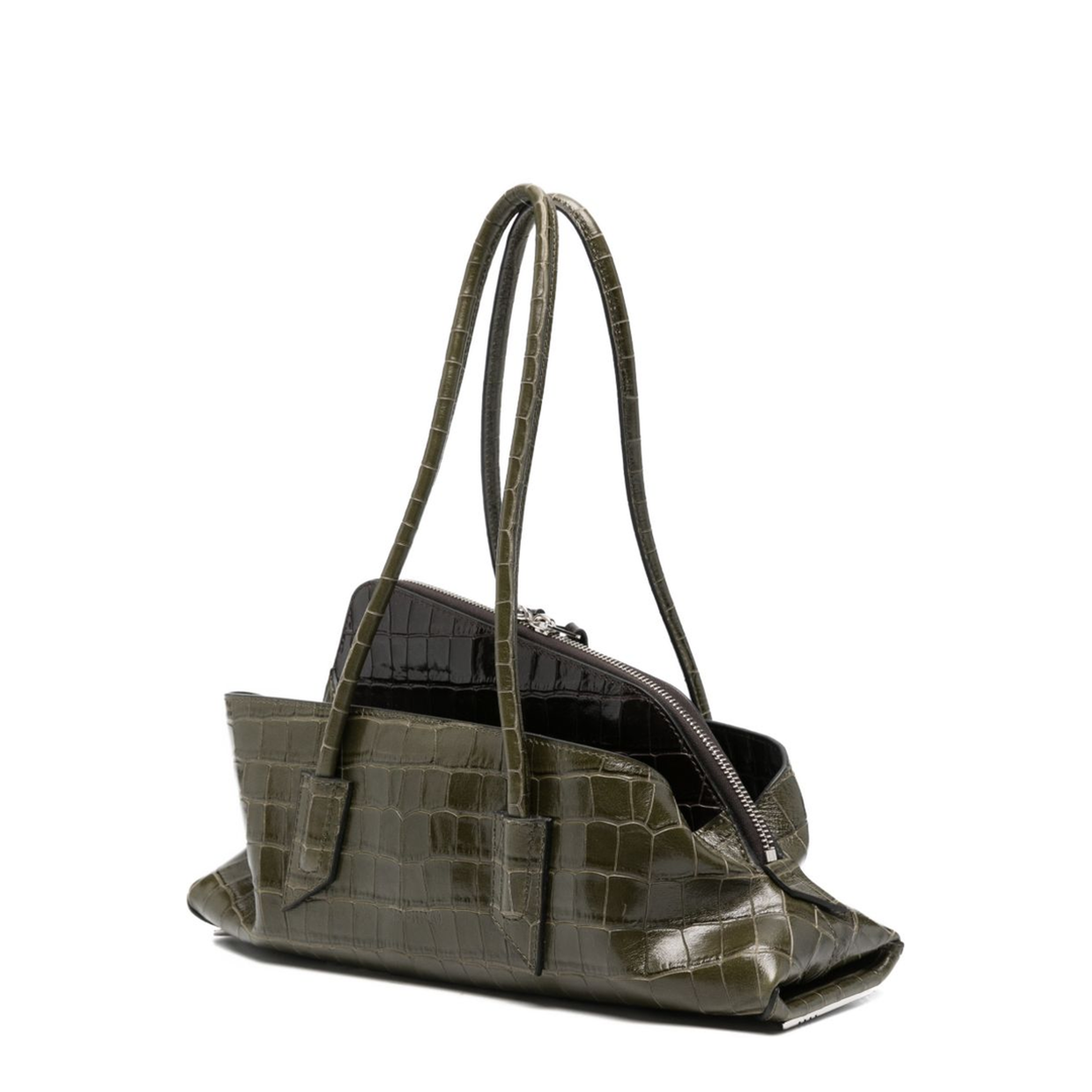 La Passeggiata Small Crocodile-Printed Calf Leather Top Handle Bag - Green Degradee - Image 4
