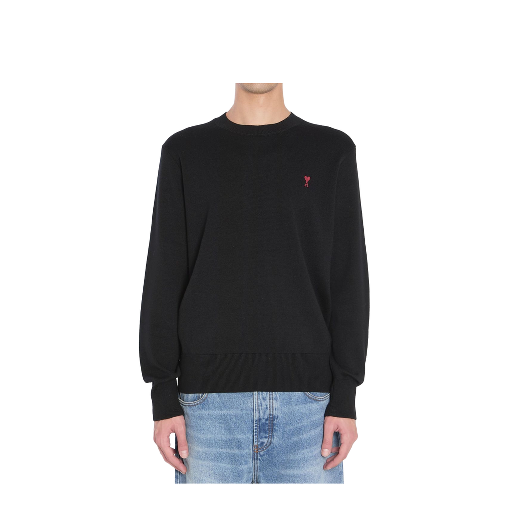 Black Wool Crewneck Sweater - Image 1