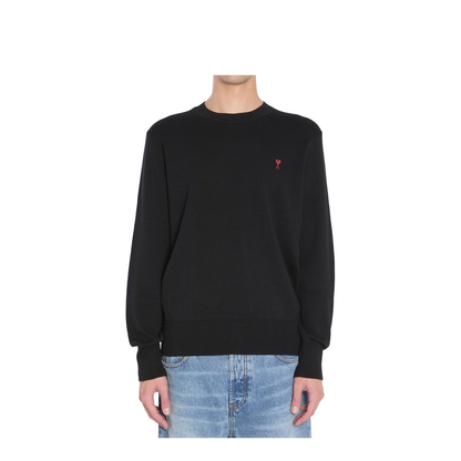 Black Wool Crewneck Sweater - Image 1