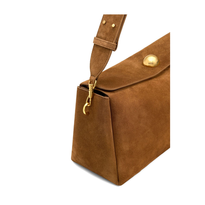 Hazelnut Brown Suede Leather Carrousel Medium Bag - Image 5