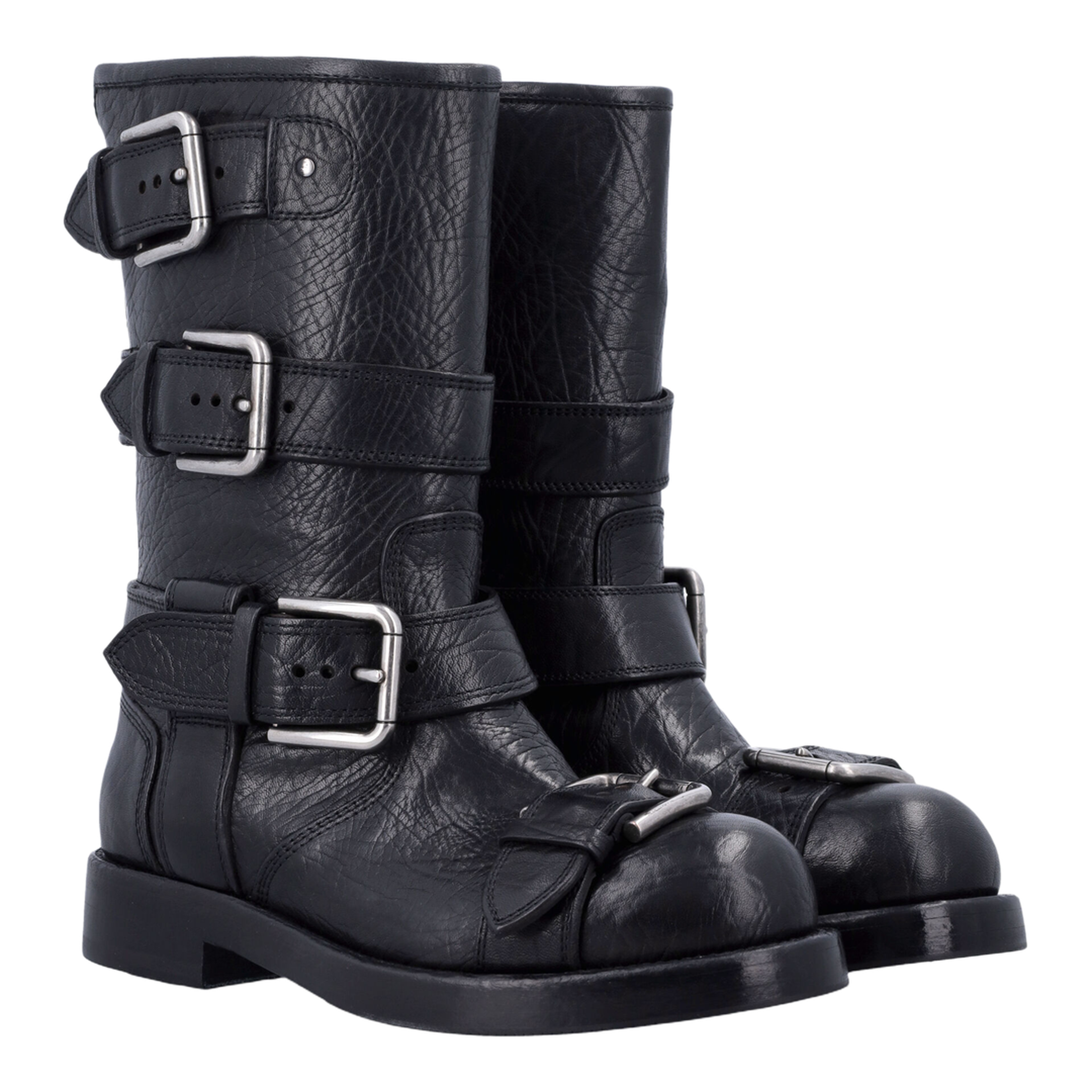 Black leather boots with straps - Image 2