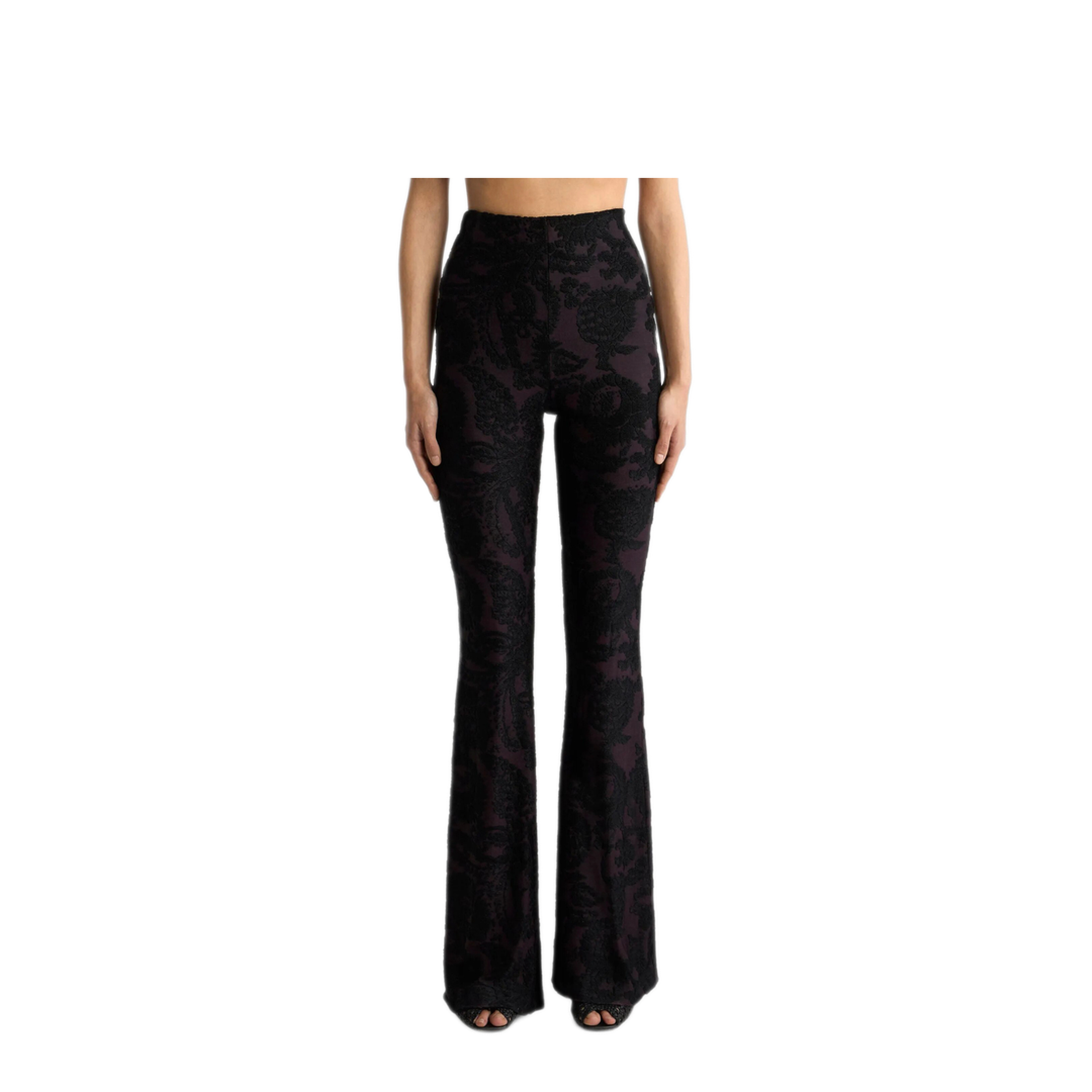 Flared Trousers In Chenille Jacquard With Paisley Foliage Motif - Image 4