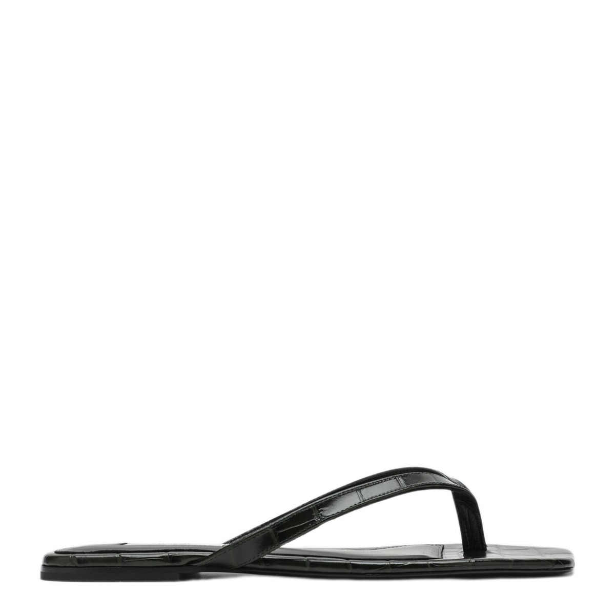 Crocodile Effect Leather Flip Flops - Image 1