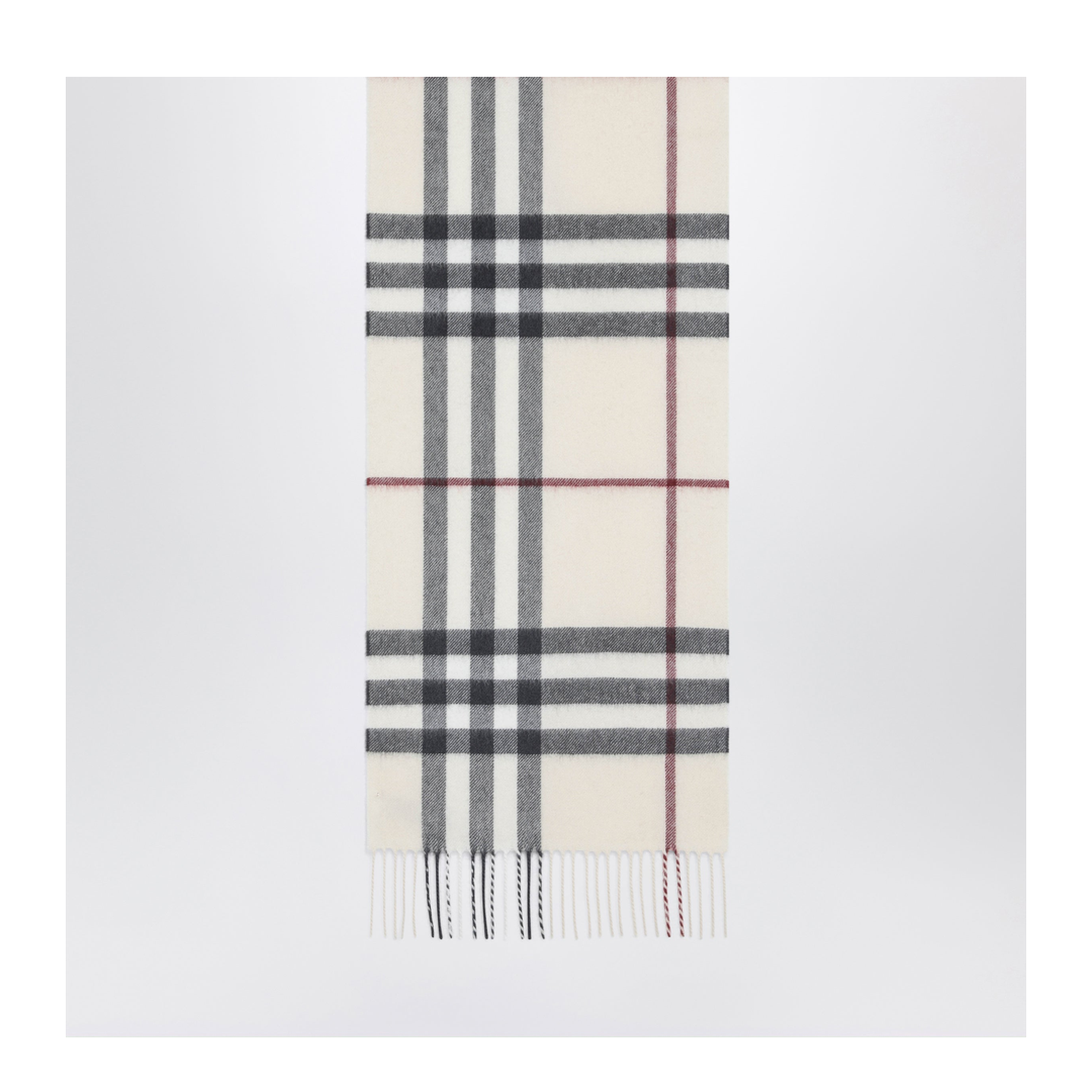 Check Cashmere Scarf In Stone - Image 2