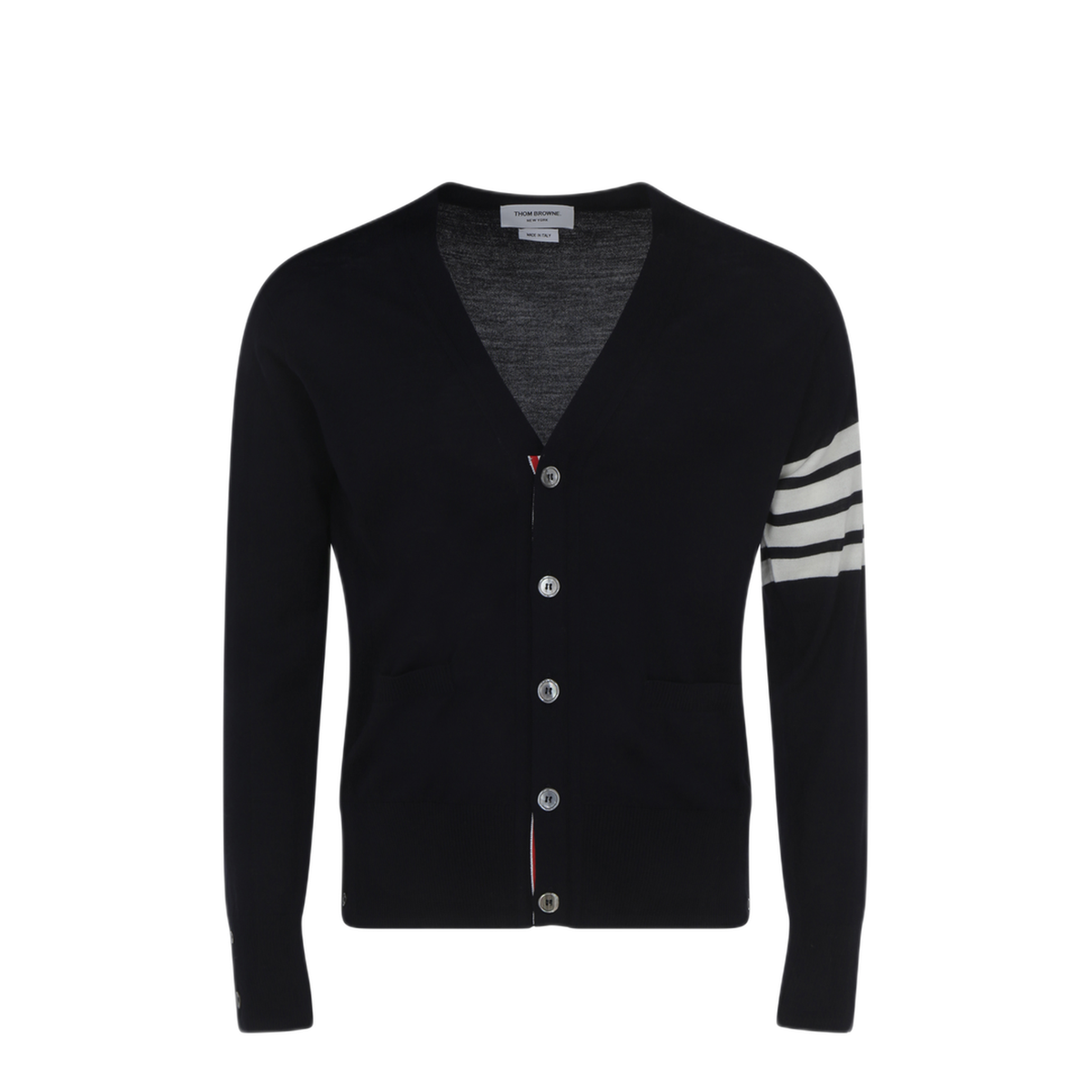 4-Bar Stripe Sustainable V-Neck Cardigan - Image 1