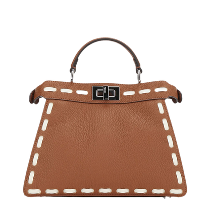 Peekaboo Iseeu Small Sellier Cuoio Romano Leather Bag With Oversized Stitching - Image 3