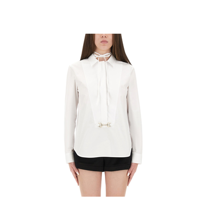 Cotton Poplin Shirt with Horsebit in White - Image 1