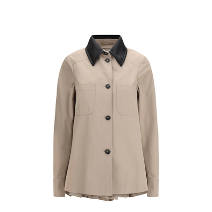 Cotton Gabardine Shirt with Pleated Back - Image 1