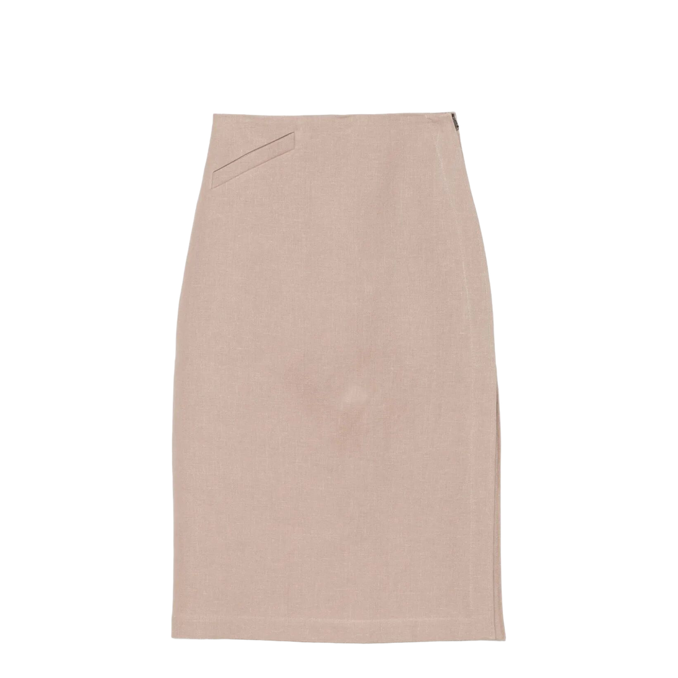 Waxed Linen Straight Midi Skirt - Image 1