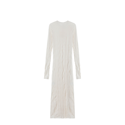 Light Apricot Crinkled Knit Dress - Image 2