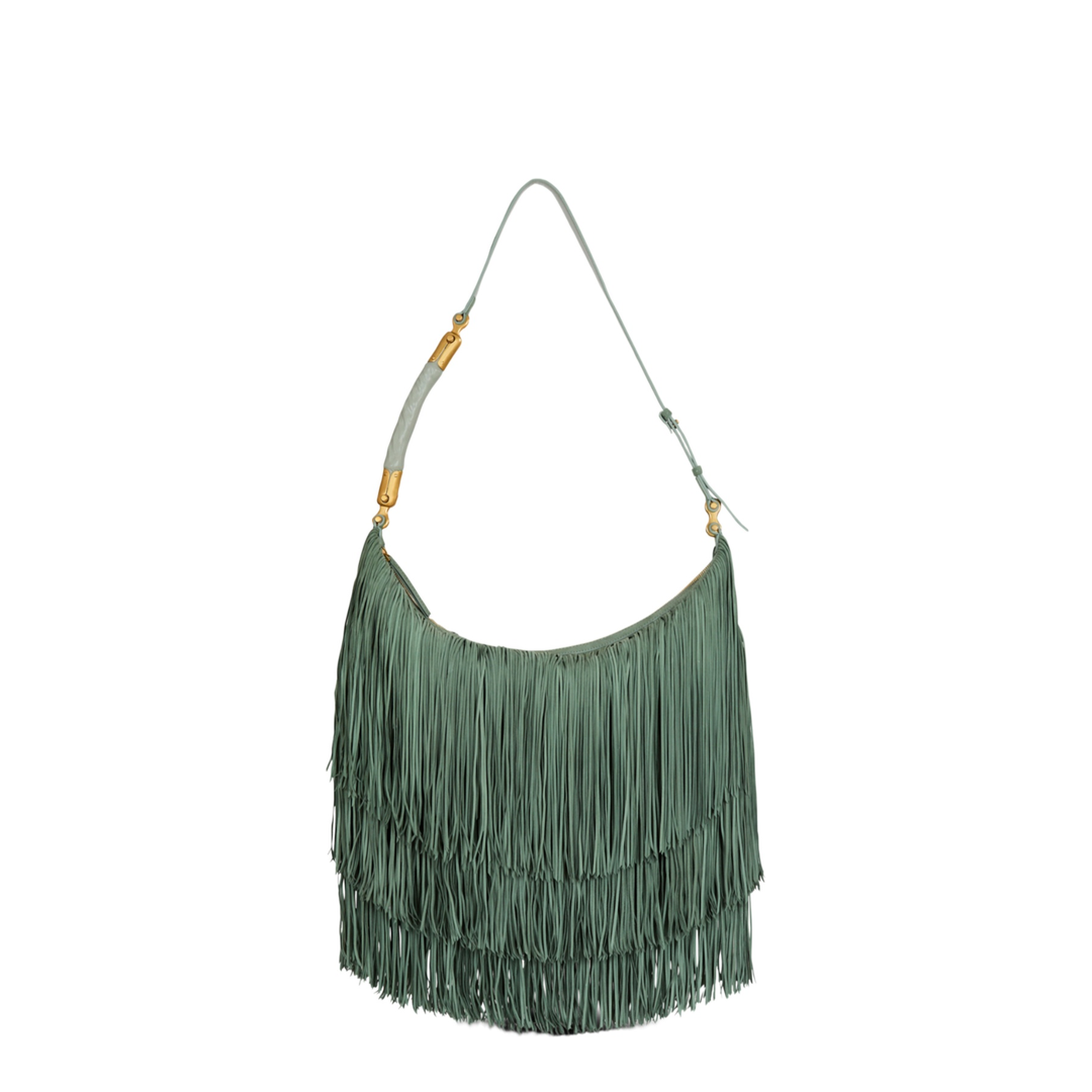 Ébène Large Suede Leather Hobo Bag - Verde - Image 1