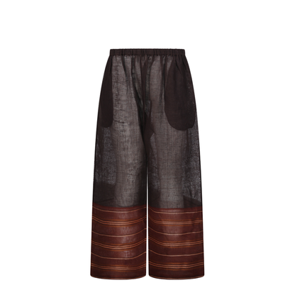 Brown Linen Wide Leg Pant - Image 3