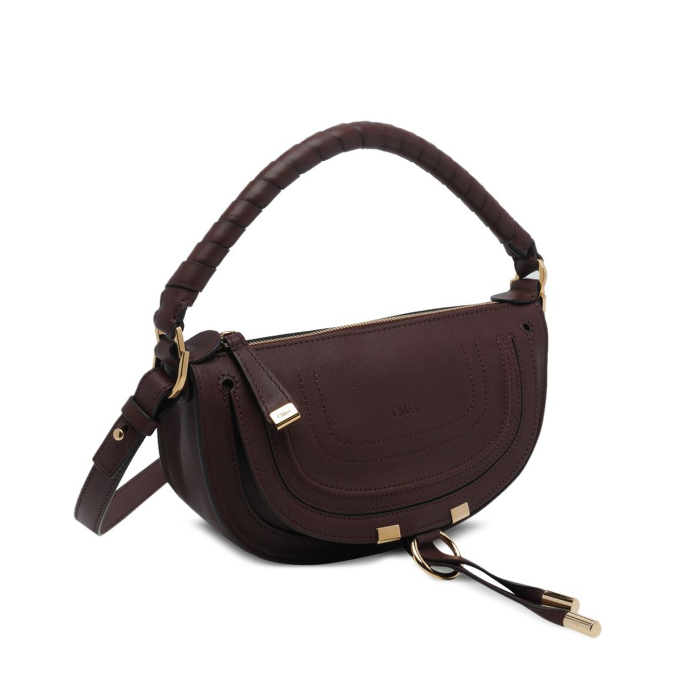 Marcie Mini Calf Leather Shoulder Bag - Brown - Image 3