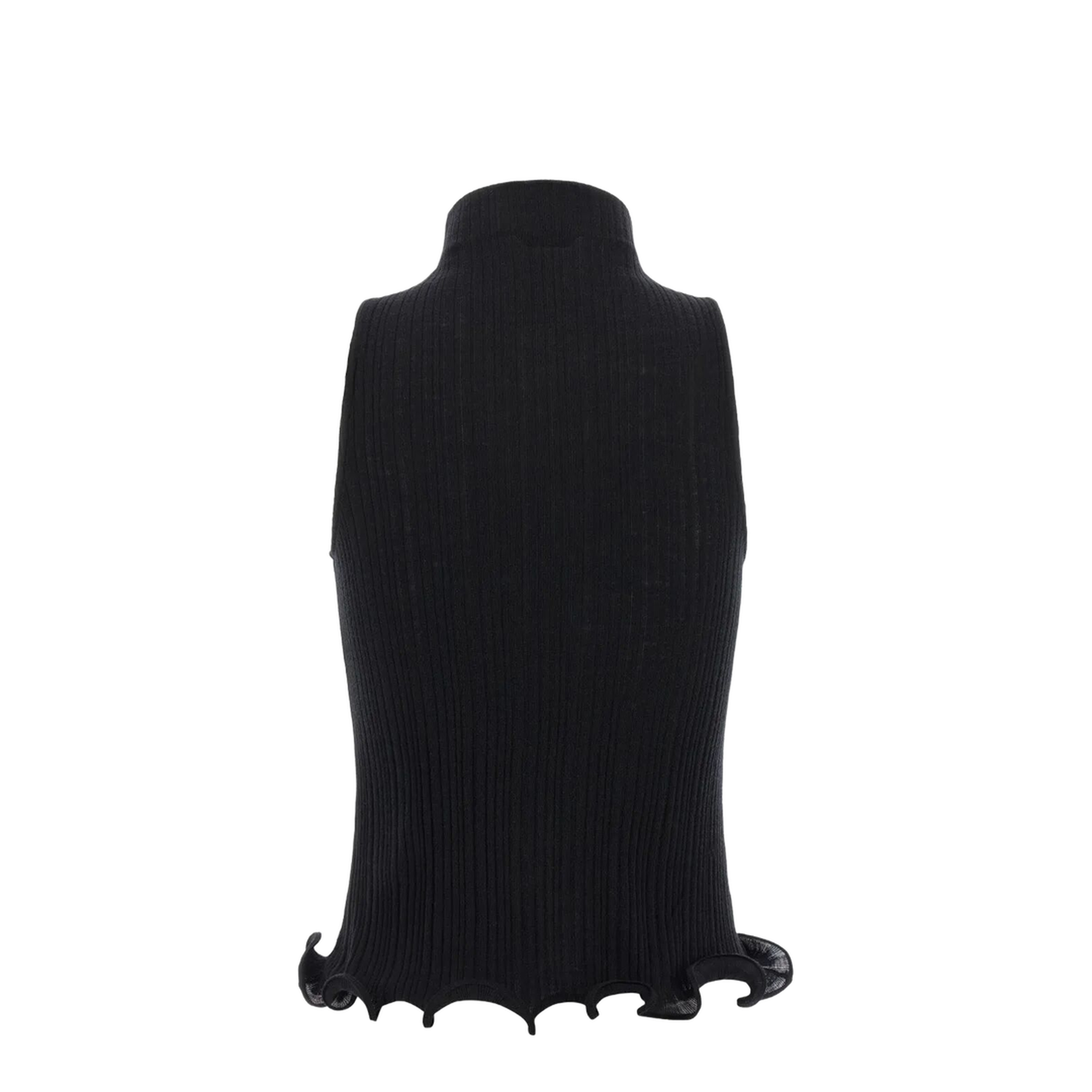 High Neck Fitted Sleeveless Top with Ruffles - Image 2