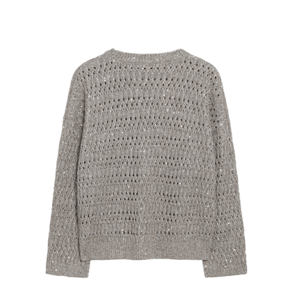 Crochet Crewneck Sweater with Sequins - Image 2