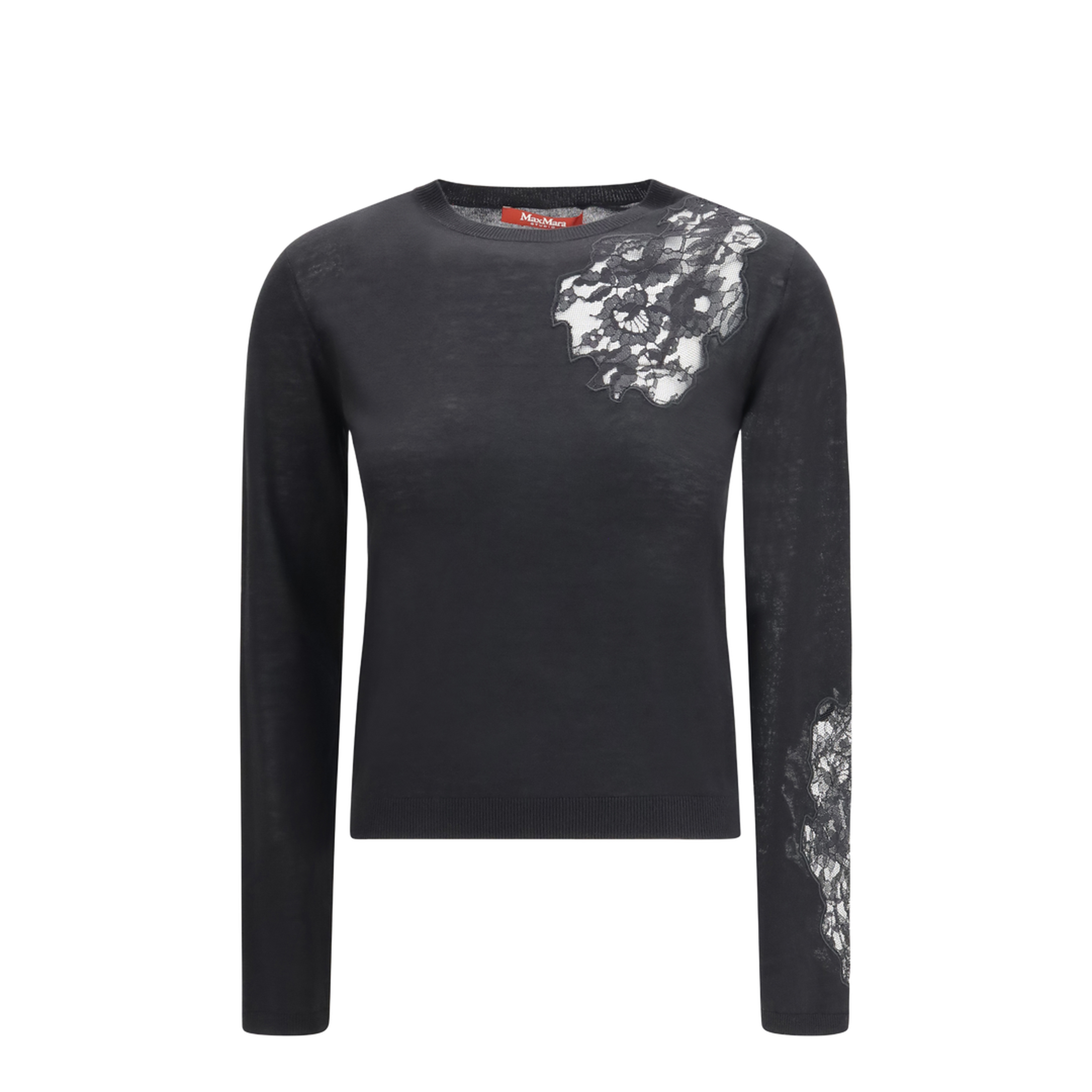Wool Sweater with Lace Inserts - Image 1