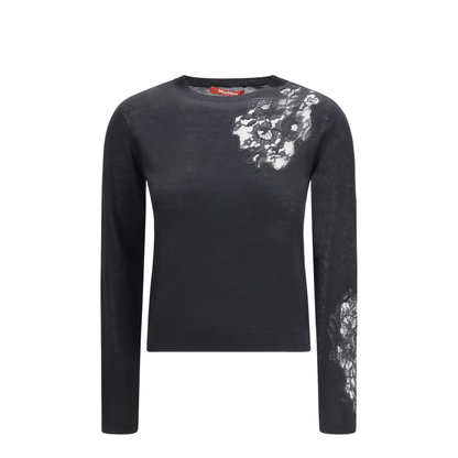 Wool Sweater with Lace Inserts - Image 1