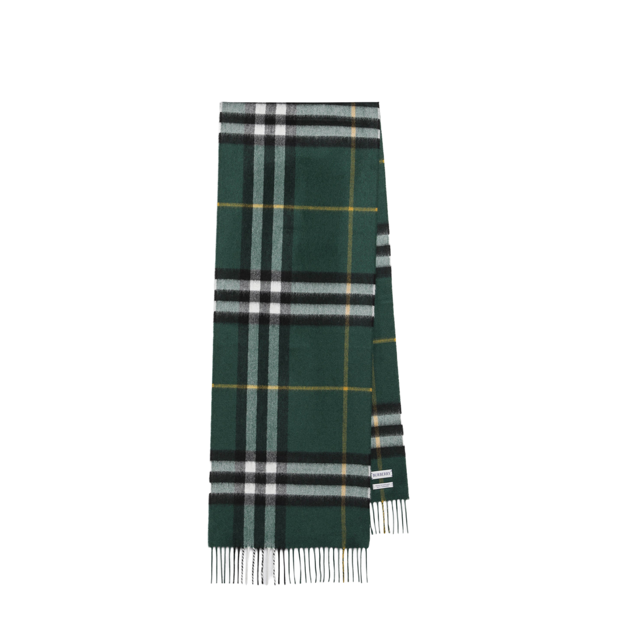 Cashmere Check Scarf in Dark Fern Green - Image 1