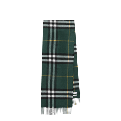 Cashmere Check Scarf in Dark Fern Green - Image 1