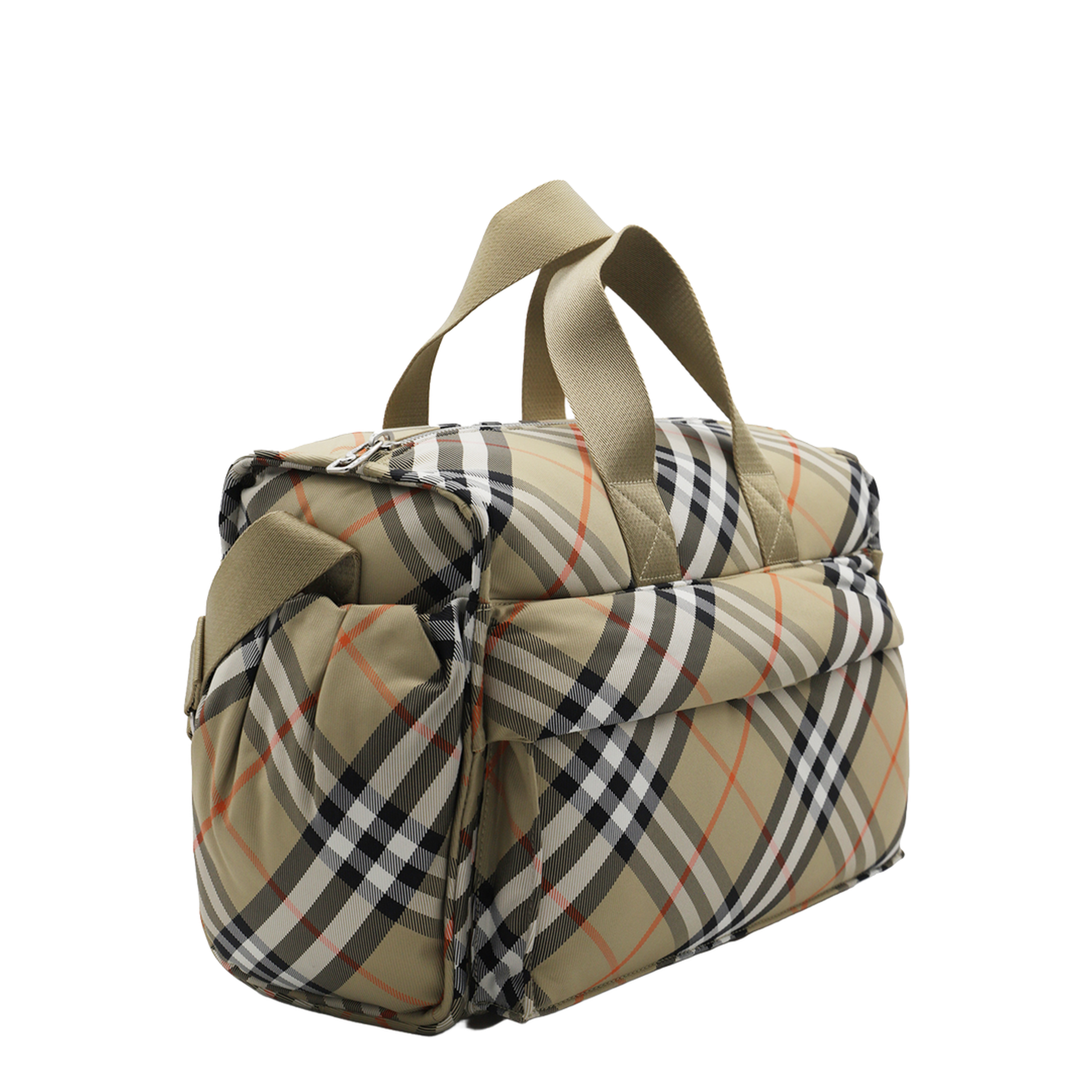 Polyamide Zipped Checked Changing Bag - Beige - Image 3