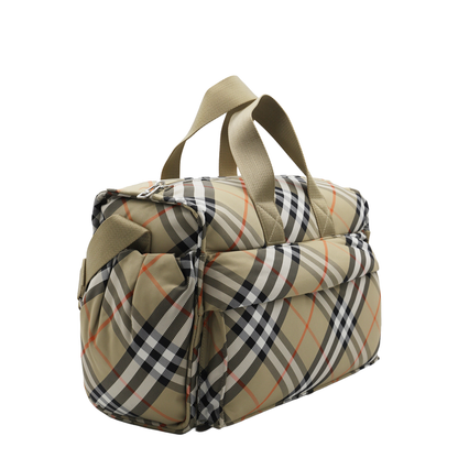 Polyamide Zipped Checked Changing Bag - Beige - Image 3