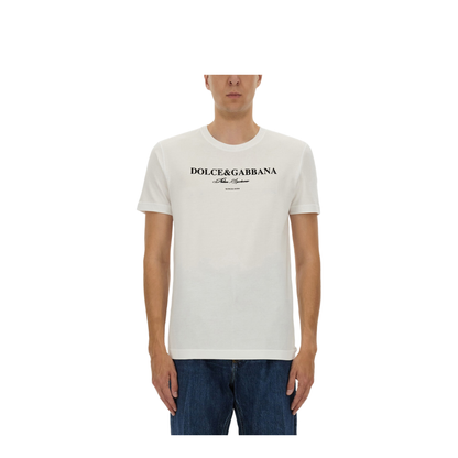 Cotton T-Shirt with Print in White - Image 1