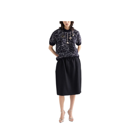 Chevron Wool Midi Skirt - Image 5
