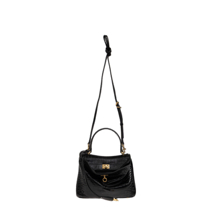 Rodeo Mini Croc-Embossed Calfskin Handbag - Black - Image 1