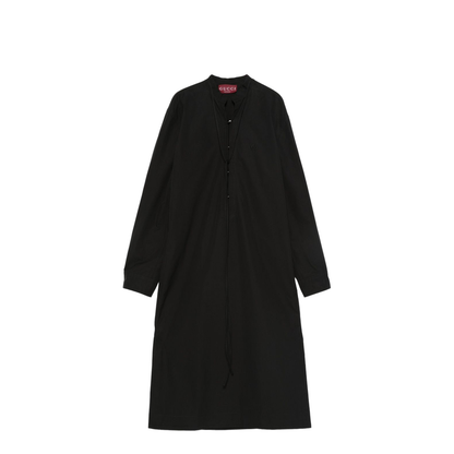 Cotton Poplin Dress with Belt in Black - Image 1