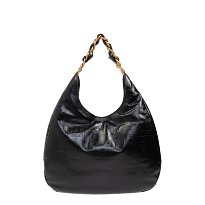 Large Black Calf Leather Bag with Gold Logo - Image 3