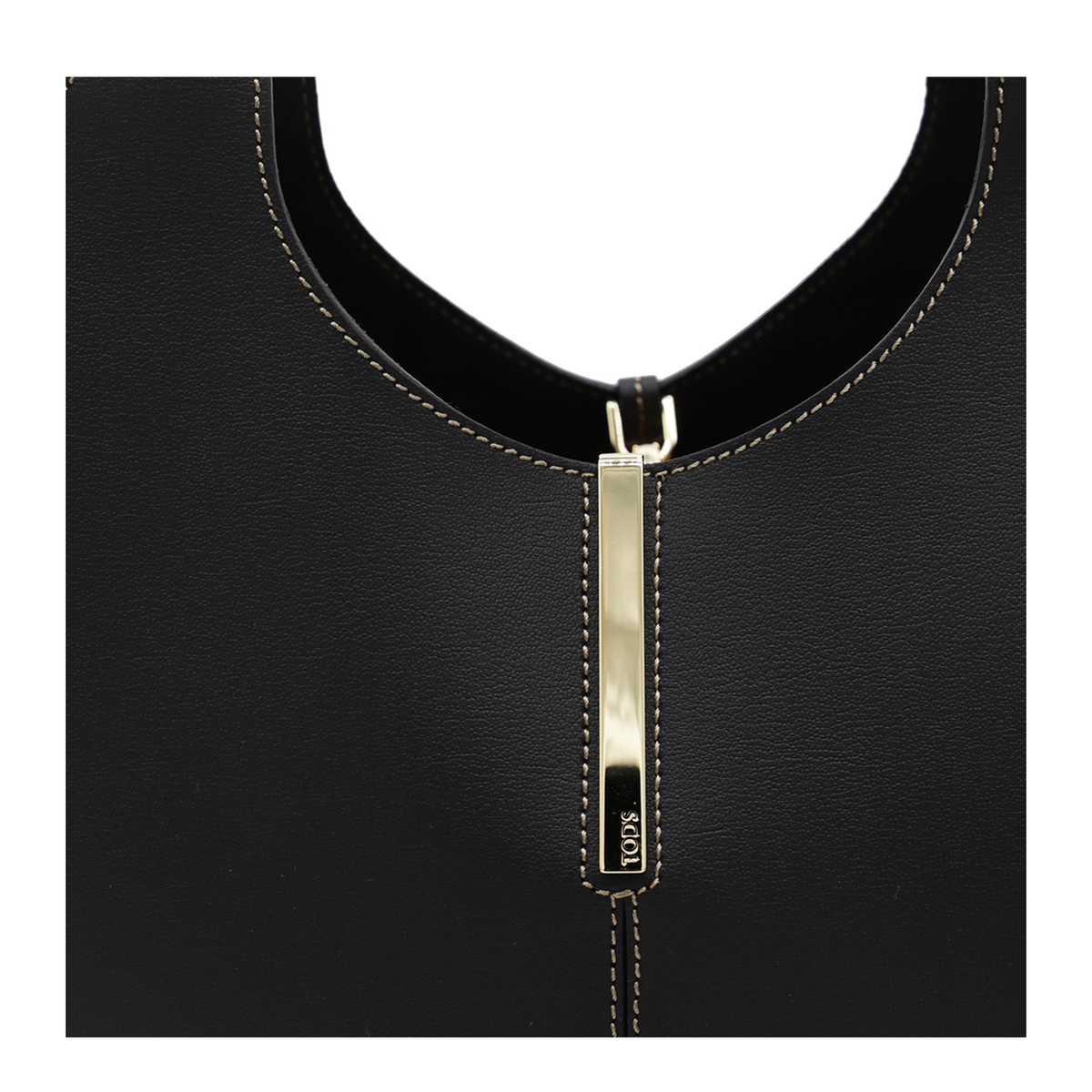 Small Calf Leather Tote - Black - Image 6