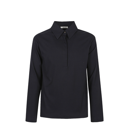 Long-Sleeved Polo Shirt V-Neck with Buttons and Turndown Collar - Image 1