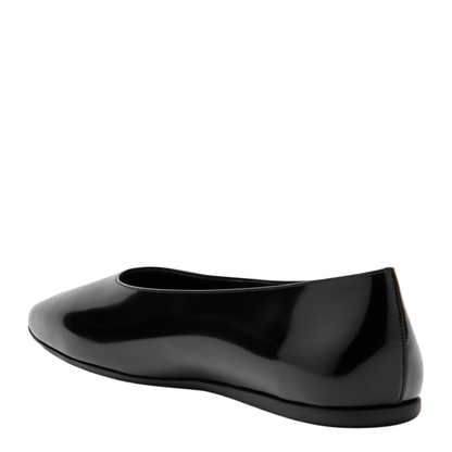Black Brushed Leather Ballet Flats - Image 2
