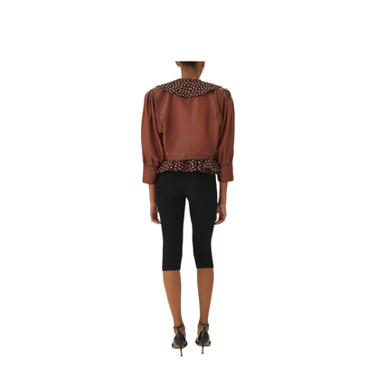 Short Burgundy Jacket in Plongé Nappa Leather - Image 2