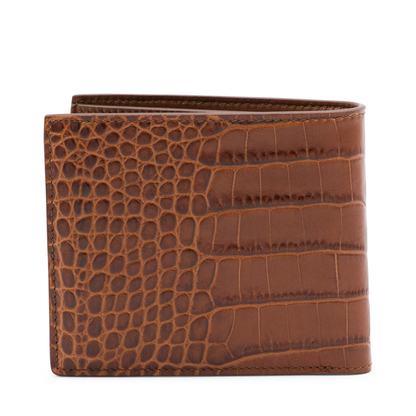 Crocodile Print Leather Wallet Brown - Image 5
