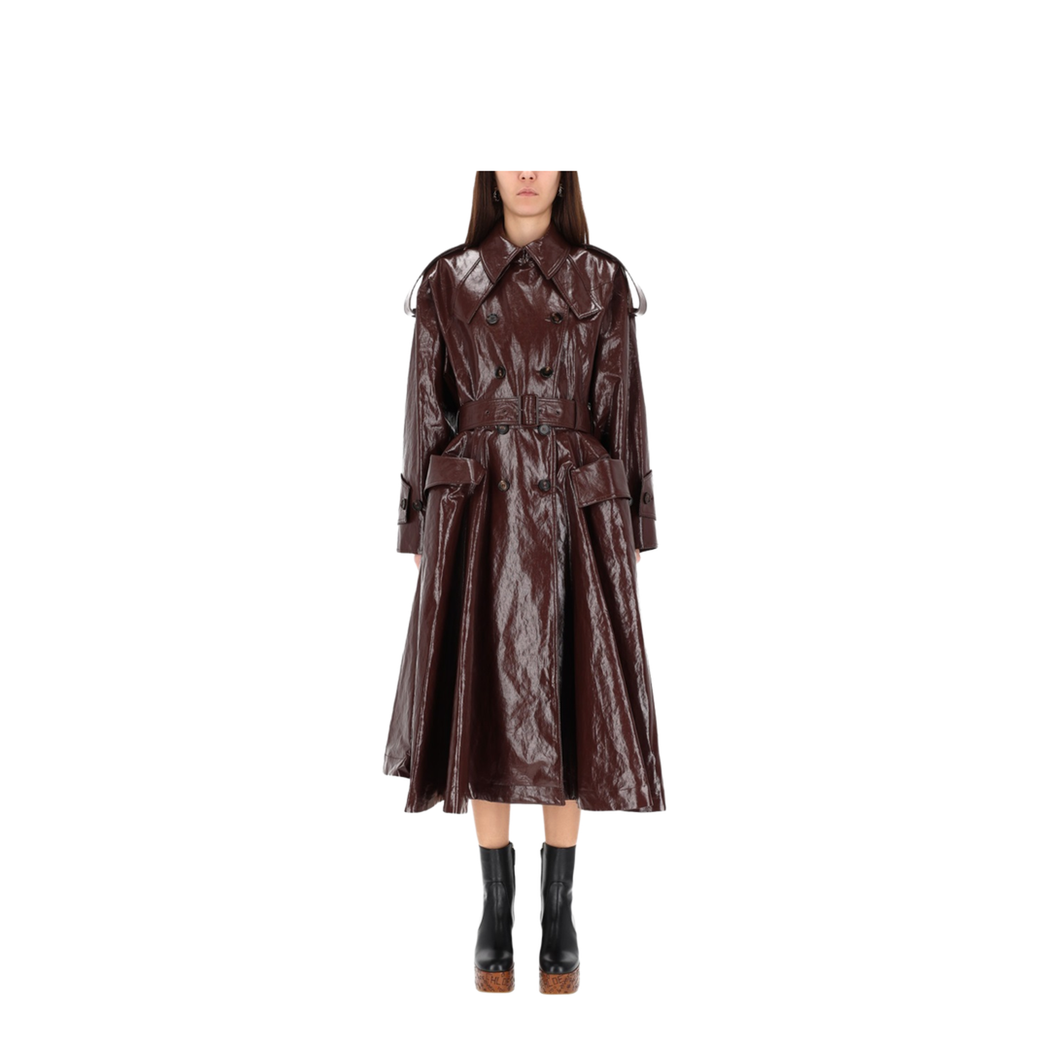 Dark Purple Leather Trench Coat - Image 4