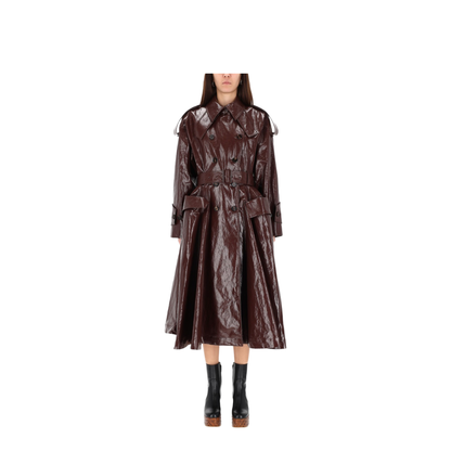 Dark Purple Leather Trench Coat - Image 4