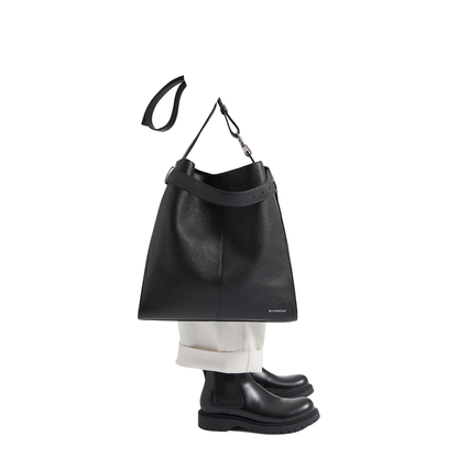 Medium Belted Hobo Bag in Grained Leather - Image 4