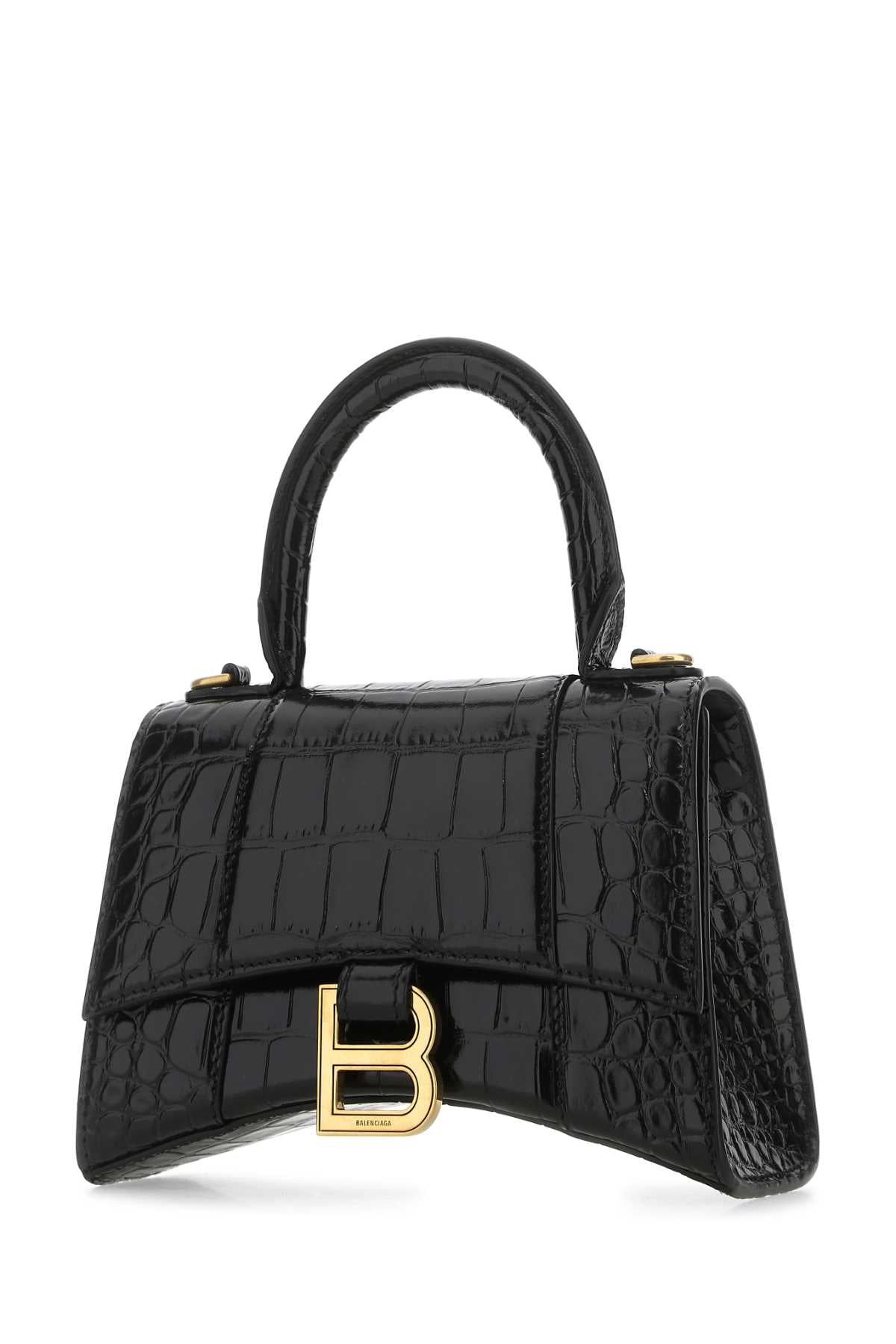 Hourglass Handbag XS in Black Crocodile Embossed Calfskin - Image 2